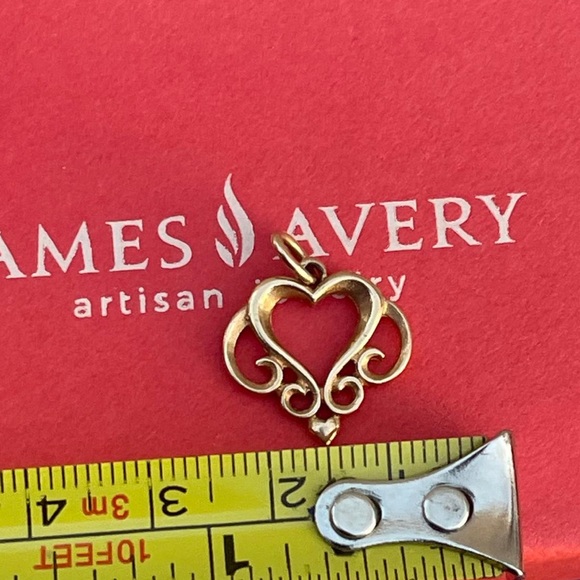 James Avery 14k yellow gold heart scroll charm pendant - Picture 5 of 7